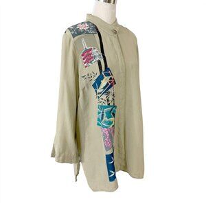 Citron Santa Monica Silk Tunic Top Blouse Size 1X Asian Inspired Vintage 1990's